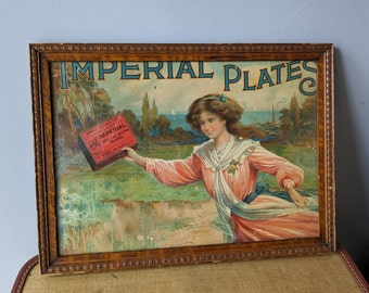 Authentic Imperial Plates Advertising Print, Framed, Imperial Dry Plate Co., England, Antique Paper Art