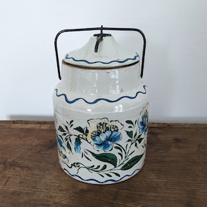 Antique Macomb Stoneware Canning Crock, Hand Painted No. 4