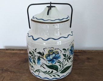 Antique Macomb Stoneware Canning Crock, Hand Painted No. 4