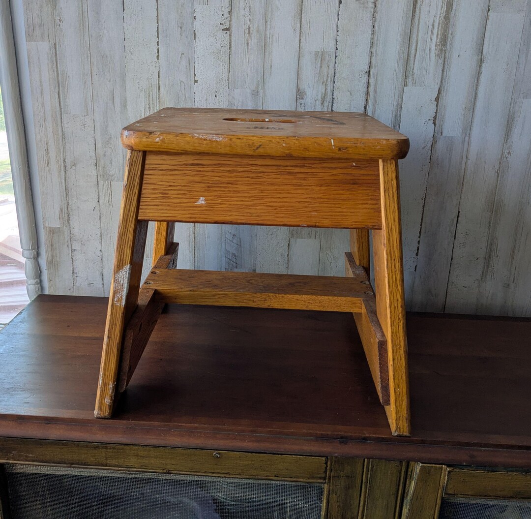 アンティーク雑貨 bell system stool antique Vintage Bell System Oak Stool, Telephone Lineman Work Step Stool
