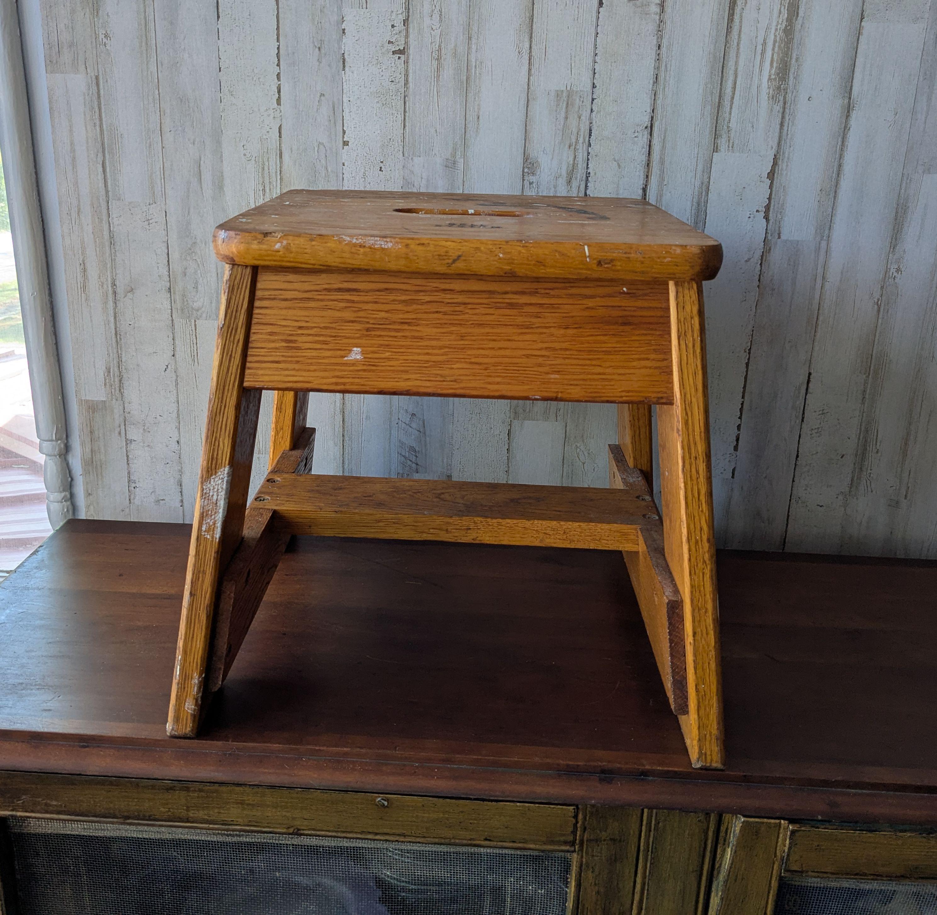 アンティーク雑貨 bell system stool antique Vintage Bell System Oak Stool, Telephone Lineman Work Step Stool
