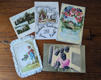 Early 1900's Postcards, Valentine, Cincinnati Stamped, Black History, 1909 Birthday, Antique Correspondence Ephemera