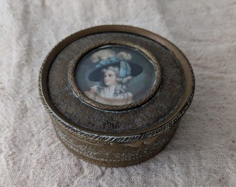 アンティーク風女性肖像画ボックス アンティークビクトリア朝の肖像画小物入れ：フランスの女性の肖像画