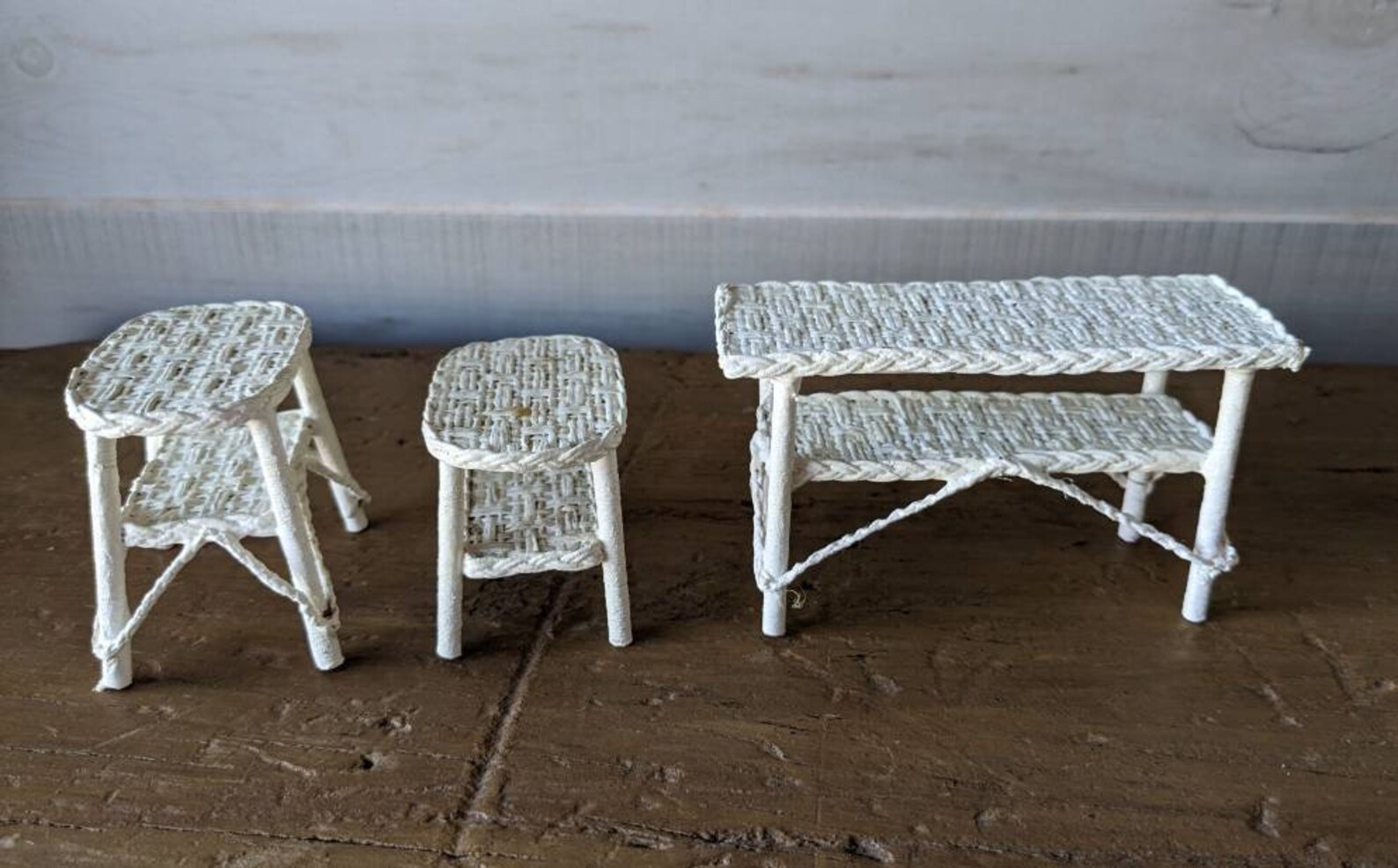 Wicker Dollhouse Furniture by Joan Sofa Chair Five Tables Etsy
