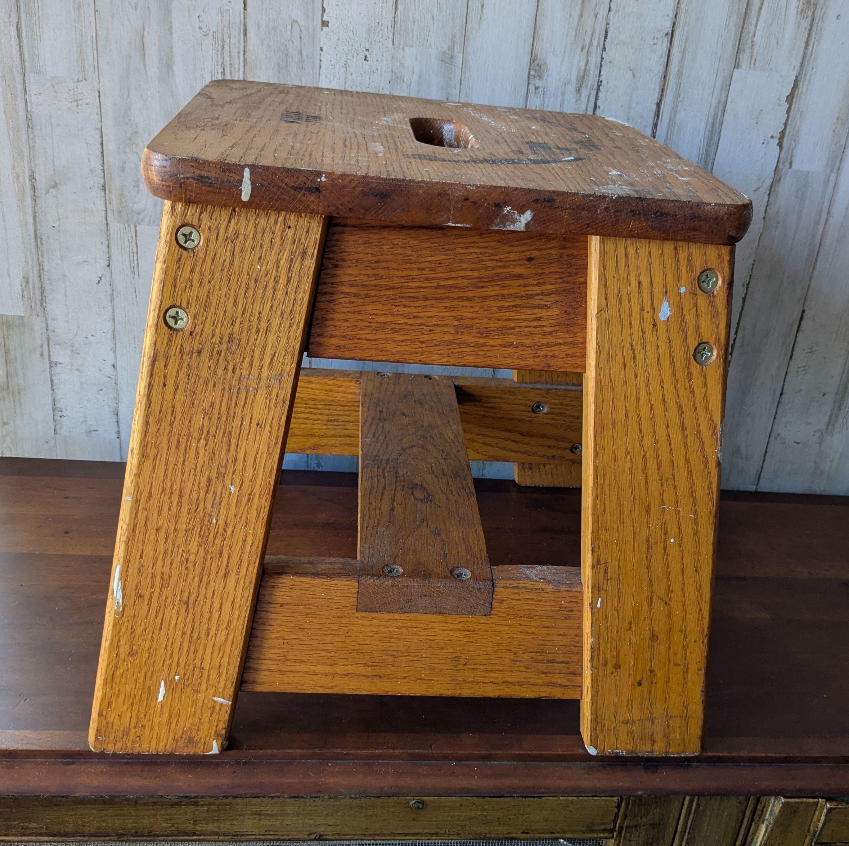 アンティーク雑貨 bell system stool antique Vintage Bell System Oak Stool, Telephone Lineman Work Step Stool