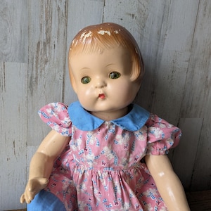Effanbee Patsy Ann Composition Doll, 19&quot;, Sleep Eyes, Molded Hair, Vintage 1930&#39;s, Marked, Loose Stringing, TLC