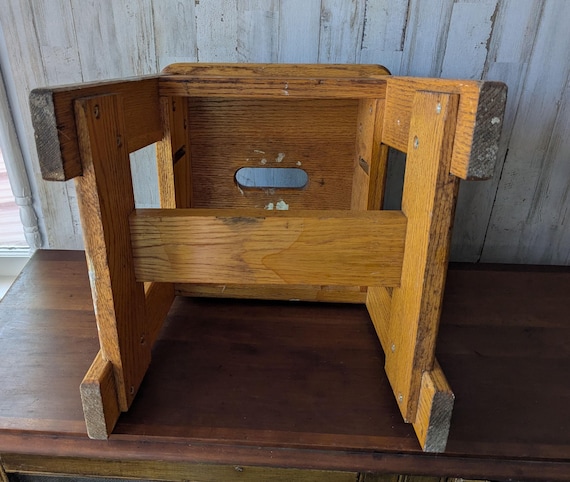 Vintage Bell System Oak Stool, Telephone Lineman Work Step Stool