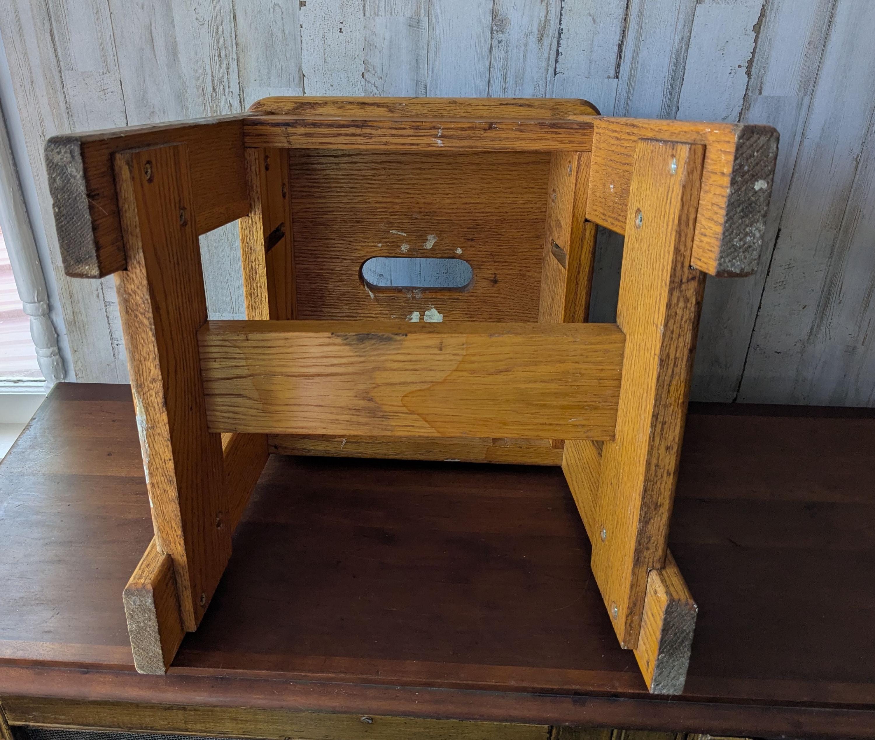 Vintage Bell System Oak Stool, Telephone Lineman Work Step Stool