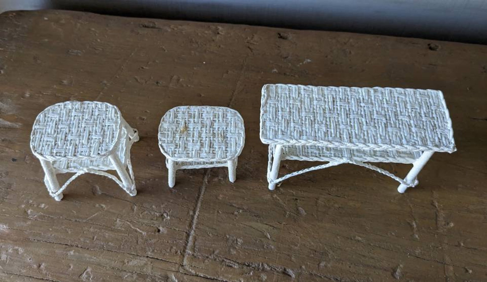 Wicker Dollhouse Furniture by Joan Sofa Chair Five Tables Etsy