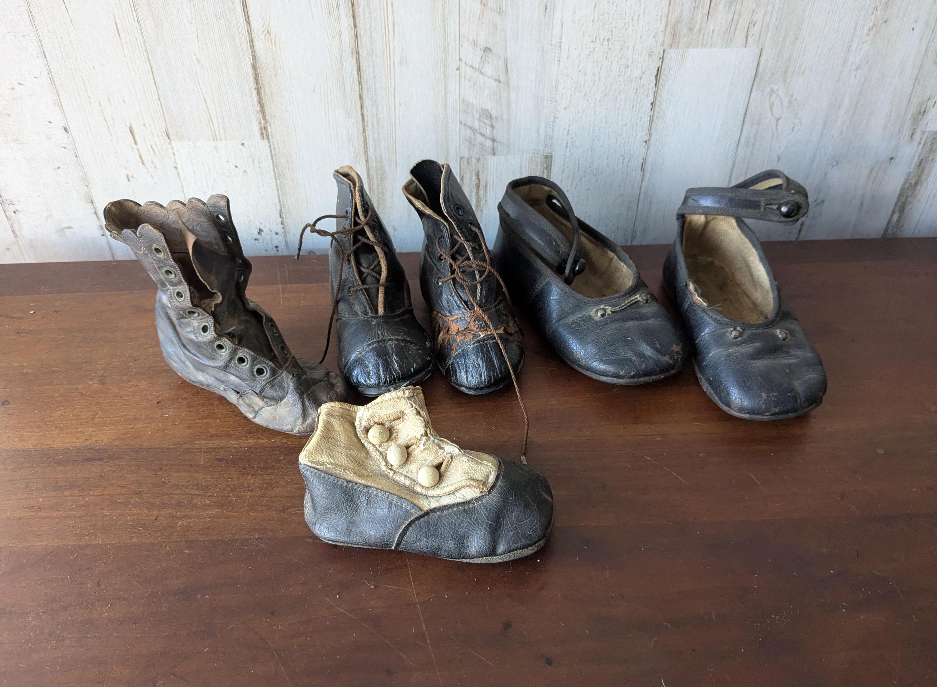 Antique Button Leather Baby Shoes - Etsy