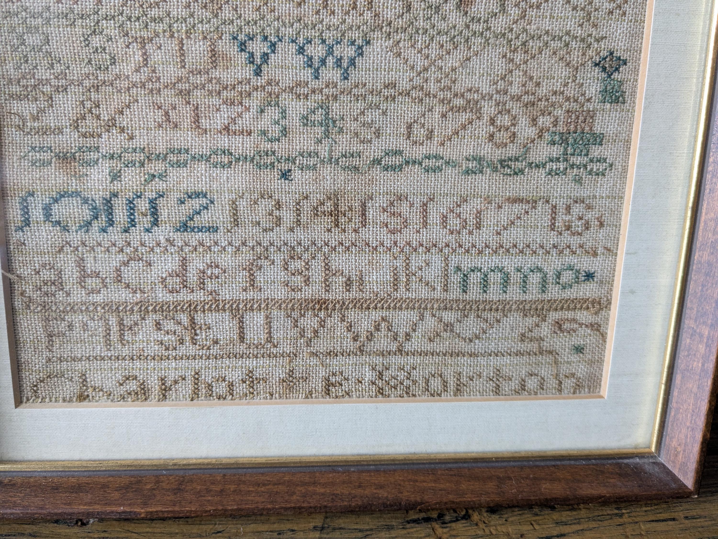 Charlotte's Embroidered Sampler on Linen, 10" X 9" Framed Under Glass ...