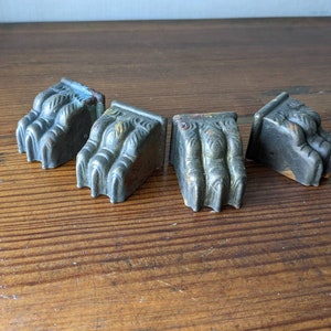 Set of 4 Claw Feet & Finishing Nails, Metal Furniture End Caps, Medium Size, Vintage, Some Rust NO RETURNS Check Measurements, One Size Only image 8