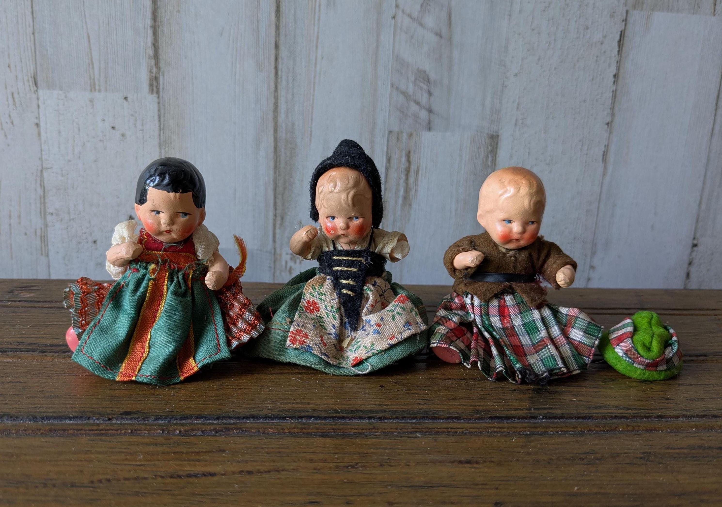 3 Poupées Vintage Allemagne 1920 – Bébé En Biscuit (Bisque) – 7,5 Cm – Collection