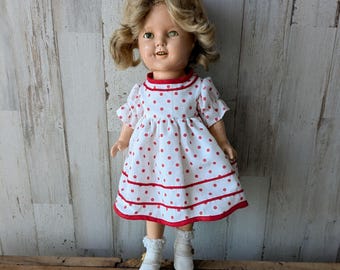 Vintage 1930's Ideal Shirley Temple Blue Dot Dress & Onsie for 18