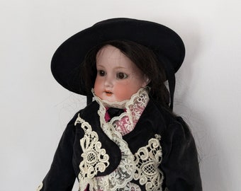 Bisque & Leather "Little Beauty" Antique 24" Doll, Armand Marsaille 370, 2 1/2, Germany, Handmade Fashionable Clothing