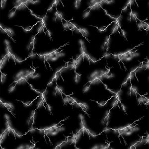 Könnte beinhalten: Ein nahtloses Muster mit weißen Blitzen auf schwarzem Hintergrund. Die Blitze sind stilisiert und leicht verschwommen, was ein dynamisches und energiegeladenes Design erzeugt.