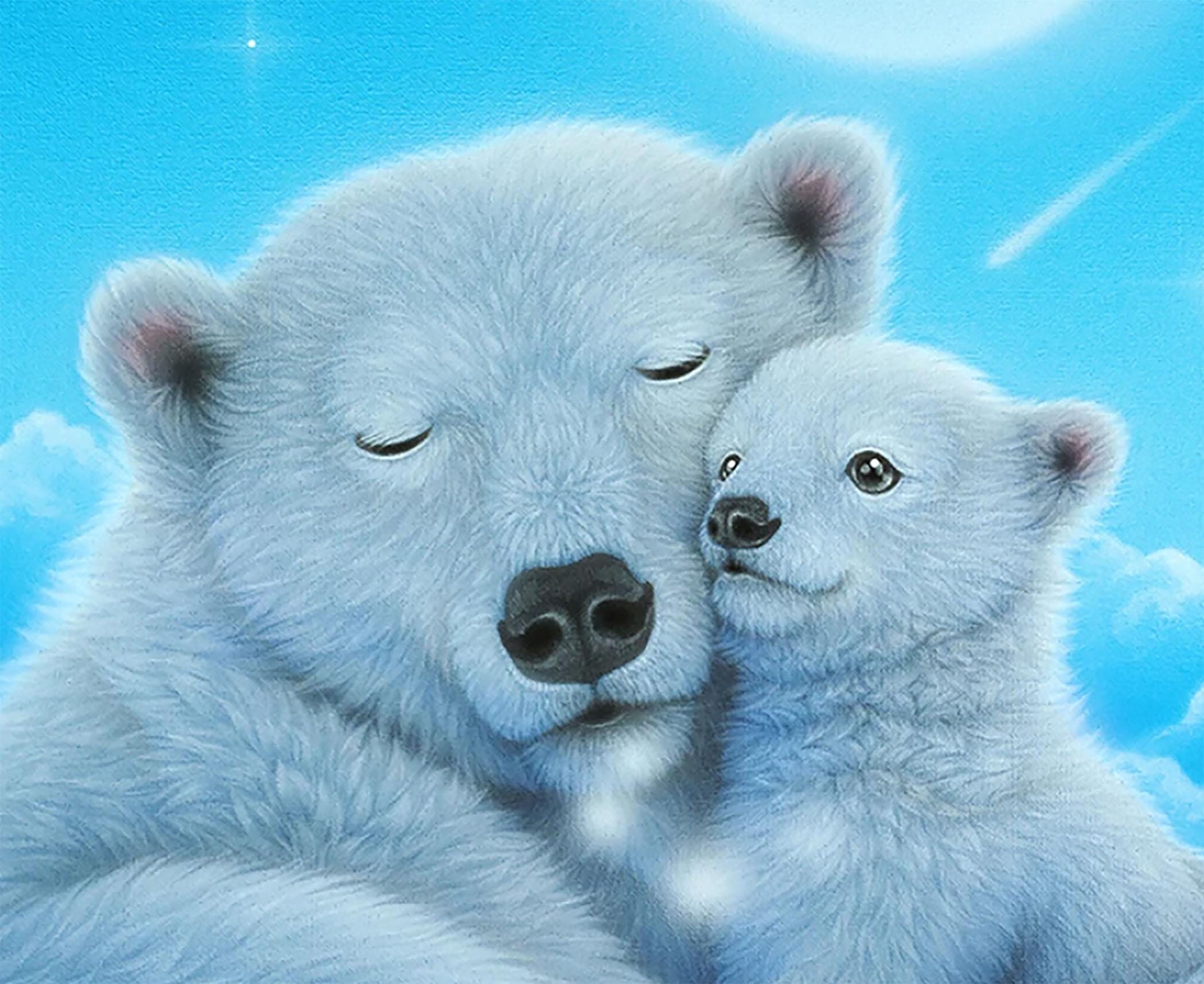 シロクマと赤ちゃん、月の下、エリザベススタジオ、51001 ブラック、パネル、36インチ x WOF - Etsy 日本, image size:2100x1717