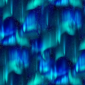 May include: Abstract digital art depicting the aurora borealis. The design presents a seamless pattern of flowing teal and blue light against a dark blue backdrop, with scattered white specks suggesting stars. The overall effect is a dreamy, ethereal aesthetic.
