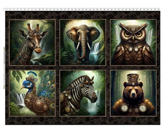 Pannello piccolo Steampunk Menagerie, Jason Yenter, In the Beginning Fabrics, 2ST1, 7/8 yd