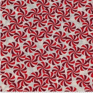 Peppermint Candy - Christmas Cotton Fabric - Noel & Peppermints on White - Holiday