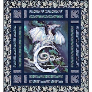 Quilt Pattern - Cubbies, A Pieced Panel Quilt, by Kari Nichols for Quilting Renditions, Three Sizes, Paper Pattern with Mystic Dragon fabric