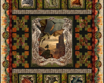 In The Beginning Fabrics Dragons &quot;The Ancients&quot; Quilt Kit by Jason Yenter