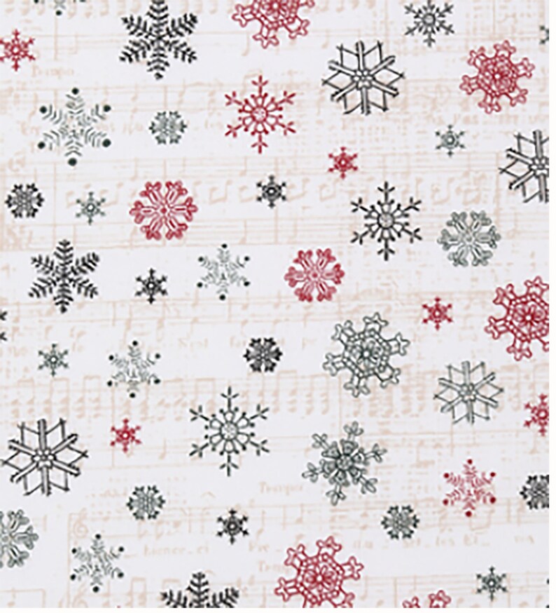 Snowflake Sheet Music Cotton Fabric | Etsy