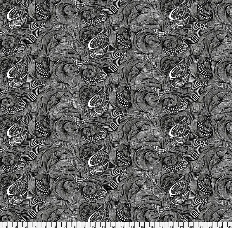 Stone Frolic Black Biogeo 3 Free Spirit Fabrics Adrienne Leban Etsy