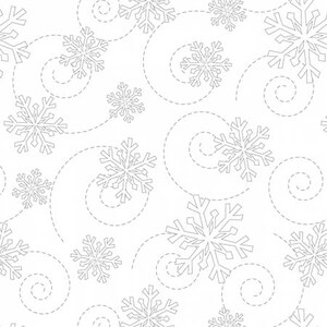 Maywood Studio Kimberbell Basic White on White, #8240, Snowflake and swirl