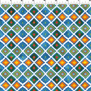 Tissu Jungle Friends, 9JF1, In The Beginning Fabrics, Jason Yenter, losanges, losanges multicolores