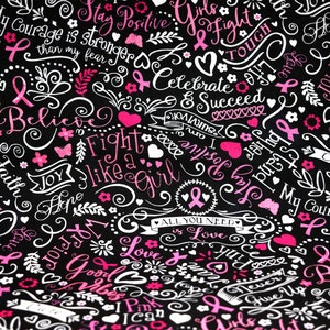 Breast Cancer Chalkboard GAIL-C8408 Black Timeless Treasures