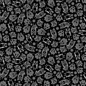 Light Up My World-collectie, Owls Aglow, Glow in the Dark, Alicia Dujets - Michael Miller Fabrics, DG10461-BLAC-D