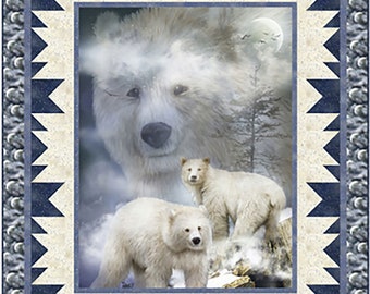 Center of Attention Wild Polar Bear, Artic Dreams Quilt Kit  for a throw from Quilting Treasures by ©Carol Cavalaris