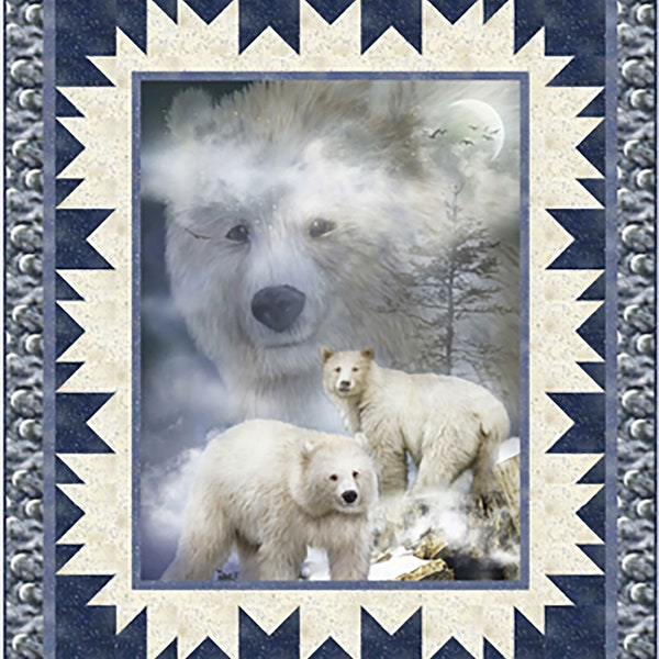 Center of Attention Wild Polar Bear, Artic Dreams Quilt Kit  for a throw from Quilting Treasures by ©Carol Cavalaris