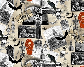 Timeless Treasures Multi Spooky Collage # C8636-MULTI Nevermore Collection