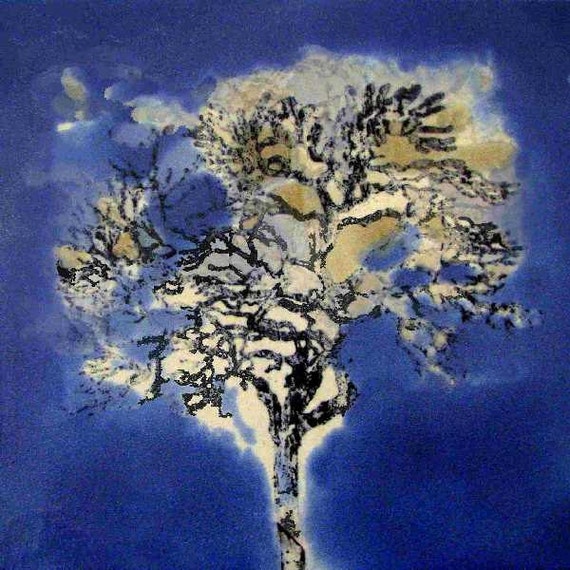 Items similar to Blue Tree,Art,Digital Print , Landscape
