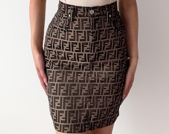ARCHIVAL Fendi Zucca Monogram Mini Skirt – Size 23/24