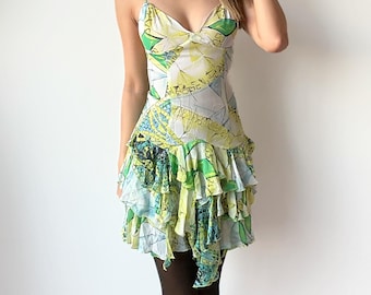 Rare 100% Silk Mini Dress Fairy Style Ruffled