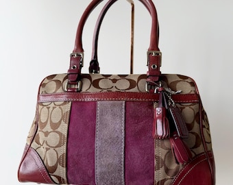 Vintage Y2K Coach Purple Suede Boston Bag Top Handle