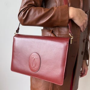 Vintage Cartier Shoulder Bag Burgundy