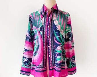 Vintage Japanese Shirt Water Marbling Print Look