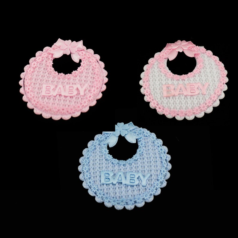 12pc 2 Baby Shower Knitted Padded Bib Satin Back Table Etsy