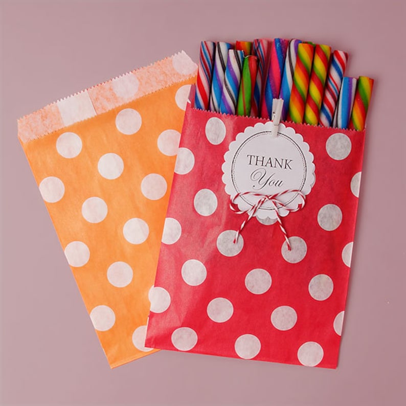 Large Polka Dot Paper Candy Bags Party Favors Candy Bar Buffet Treat Bags Assorted Colors Mix /& Match Valentine/'s Day Ideas Free Shipping