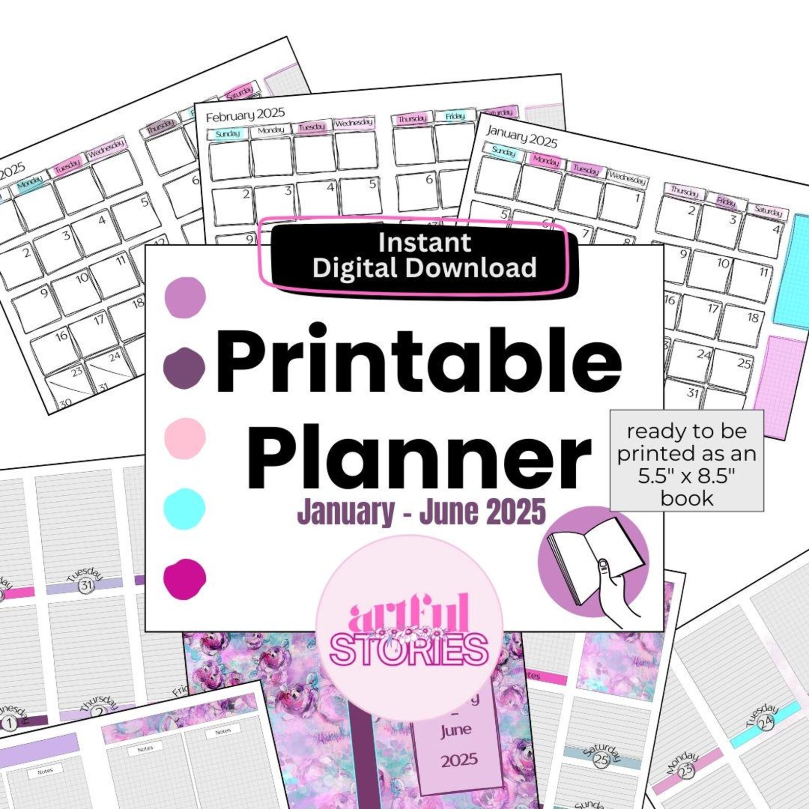 Printable Planner 2025 Calendar Organizer Monthly Weekly Monday Printable planner 2025 calendar organizer monthly weekly monday