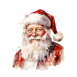 Aquarell Weihnachtsmann Clipart-Set: 8 hochwertige 300 dpi PNGs, botanische Drucke, druckbar mit kommerzieller Nutzung, digitaler Download