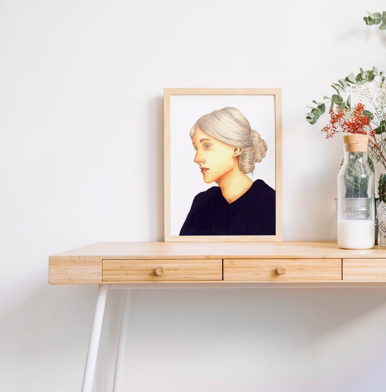 Virginia Woolf painting Original watercolor A4 size A room of my own