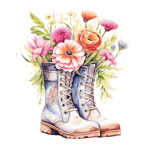 Garden Boots Watercolor Clipart - 8 High-Quality PNGs for Digital Journaling, Printables, and Commercial Use, Instant Digital Download