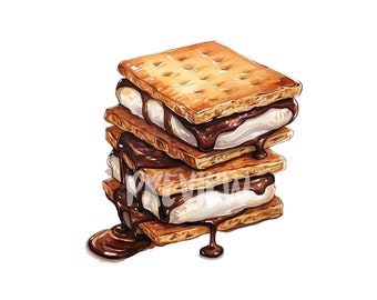 Watercolor Smores Clipart - 8 High-Resolution PNGs for Scrapbooking, Digital Journal, Printable with Commercial Use, Digital download