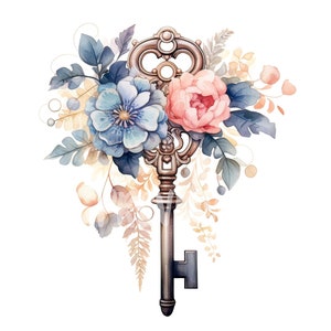 Aquarel vintage belangrijke clipartset: 8 png-300 dpi - ideaal voor scrapbooking, digitaal dagboek - commercieel gebruik - direct downloaden