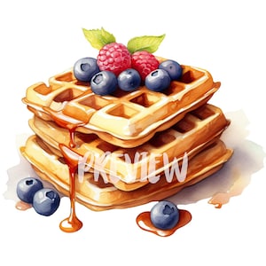 Watercolor Waffle Clipart: 8 High-Quality PNGs for Digital Projects and Commercial Use - Instant download